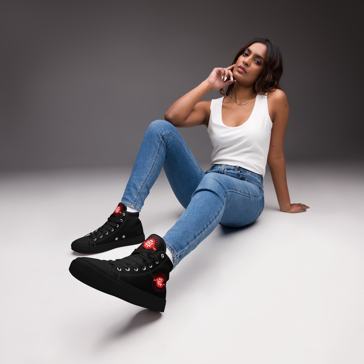 Black/Red high top canvas shoes