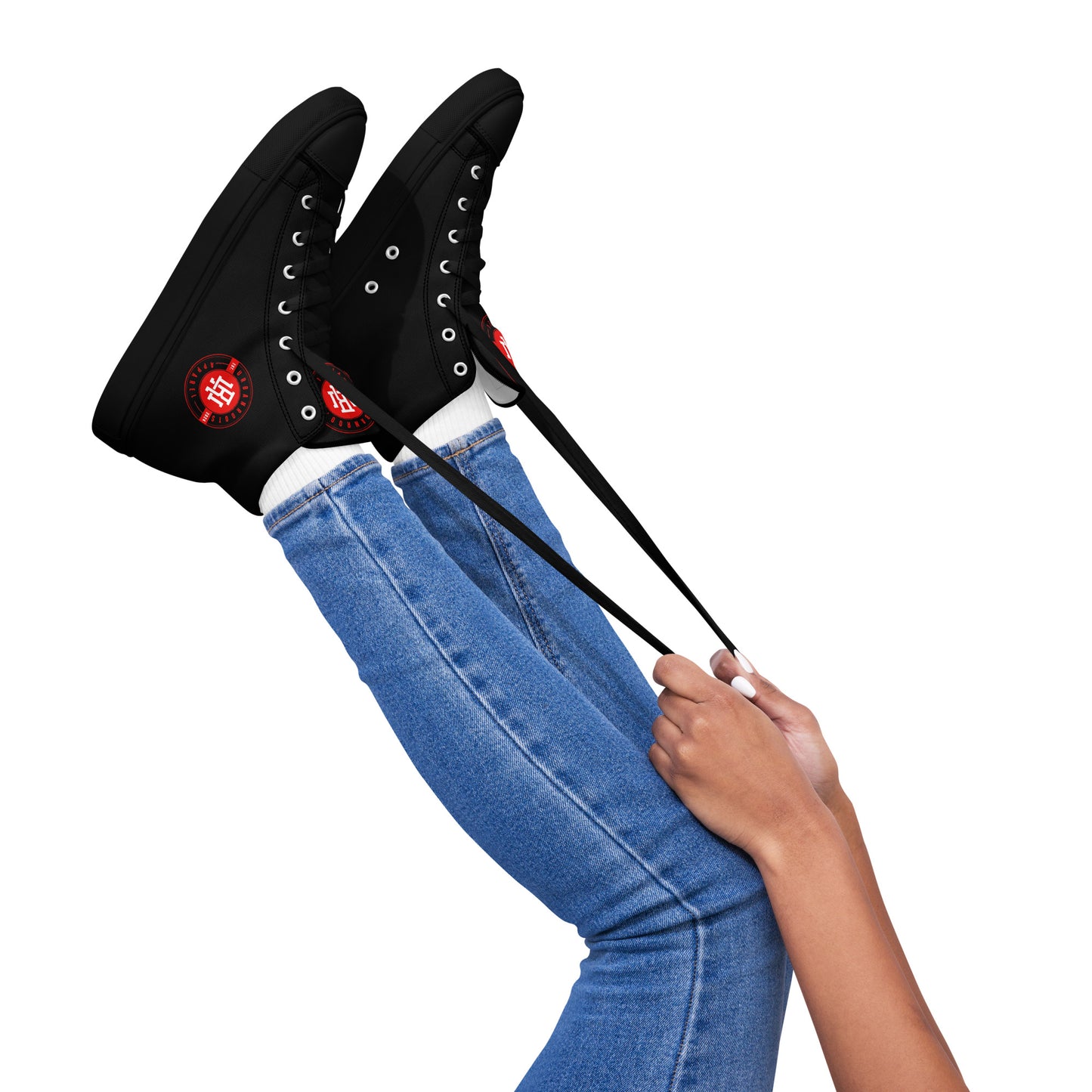 Black/Red high top canvas shoes