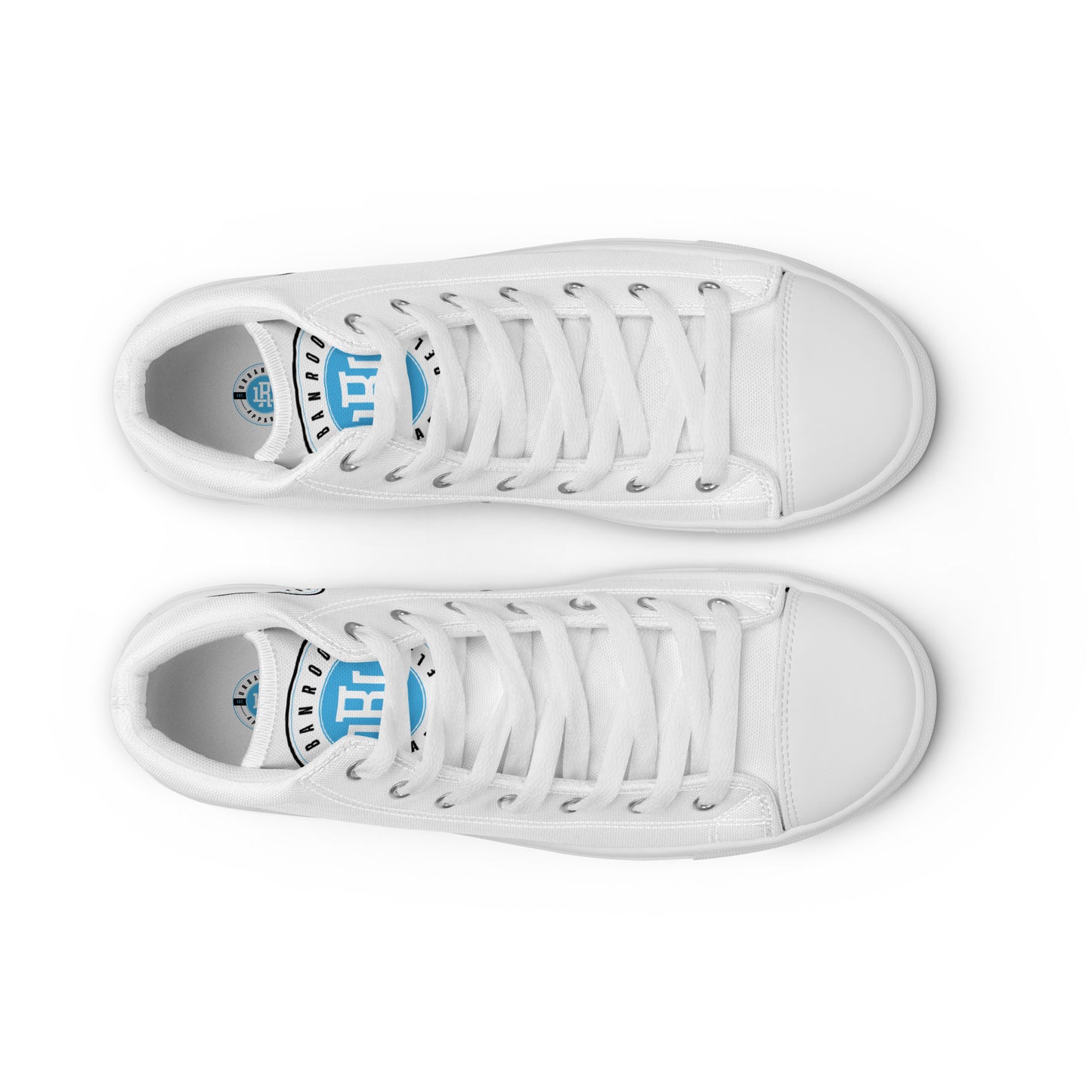 White/Blue high top canvas shoes