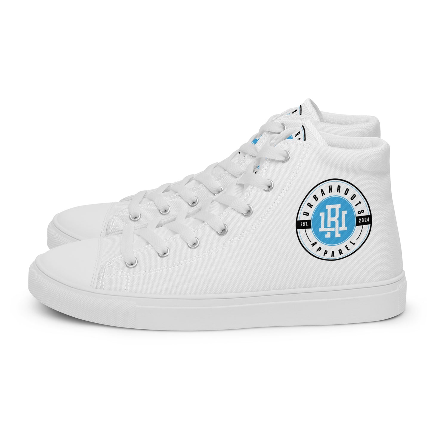 White/Blue high top canvas shoes