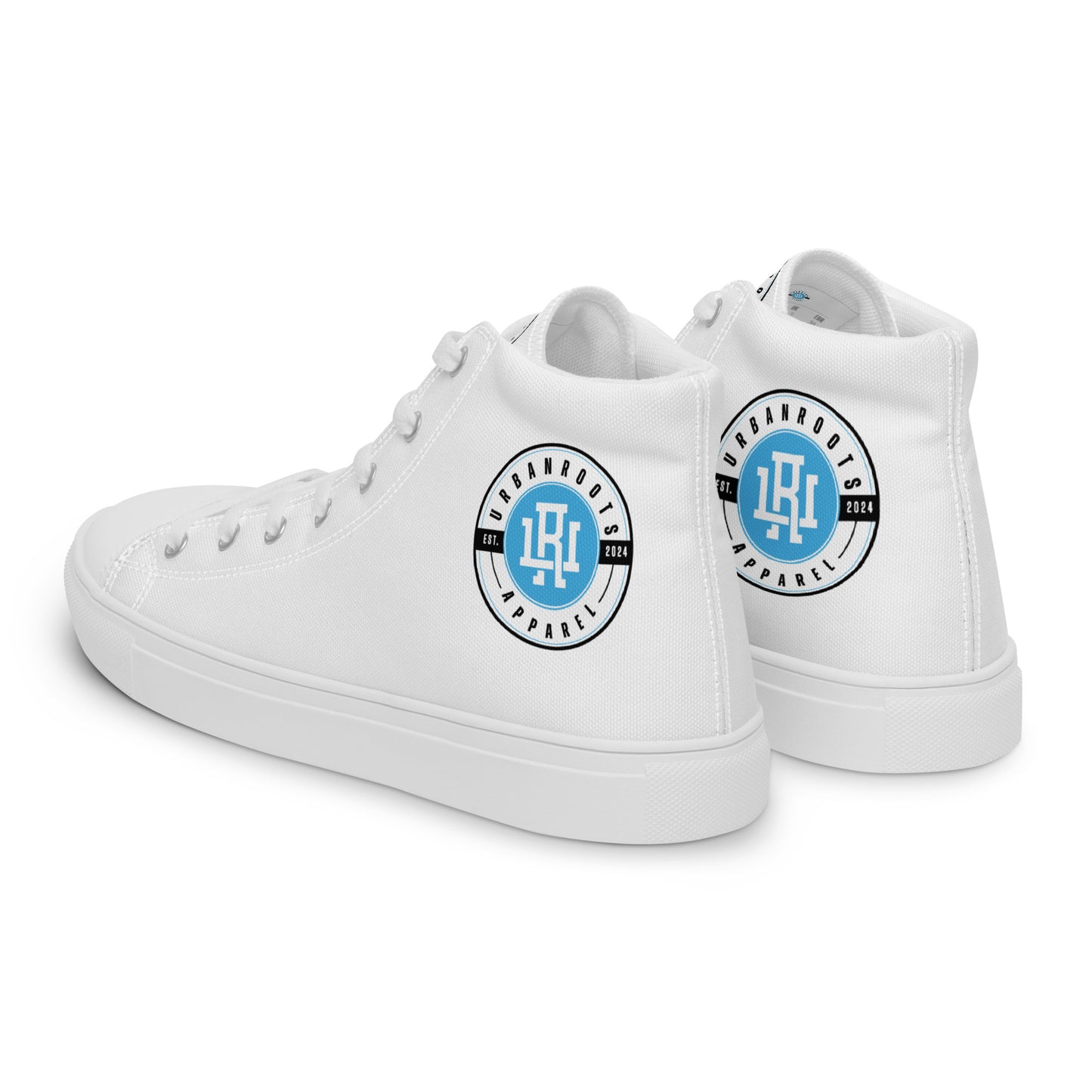 White/Blue high top canvas shoes