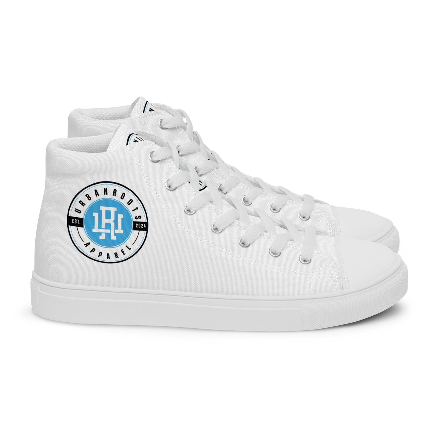 White/Blue high top canvas shoes
