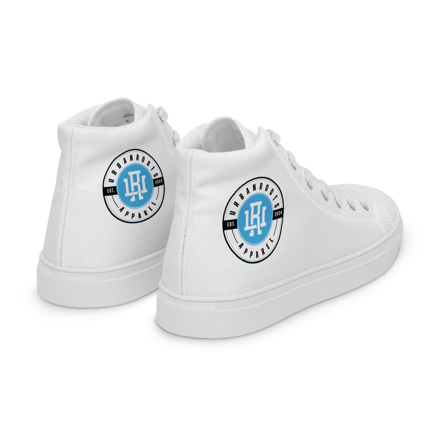 White/Blue high top canvas shoes