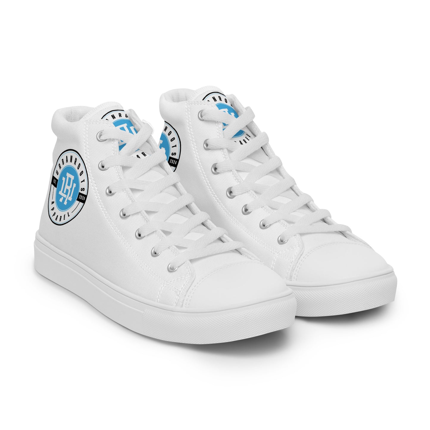 White/Blue high top canvas shoes